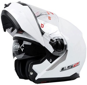 LS2 FF386 Solid Gloss White Flip Up Helmet