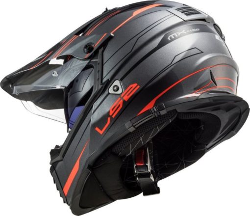 LS2 MX436 Pioneer Evo Knight Matt Titanium Fluorescent Orange Dual Sport Helmet 3