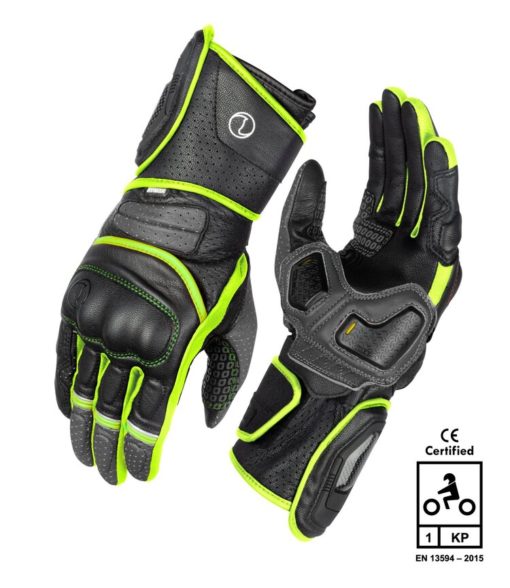 Rynox Storm Evo 2 Black Fluorescent Green Riding Gloves