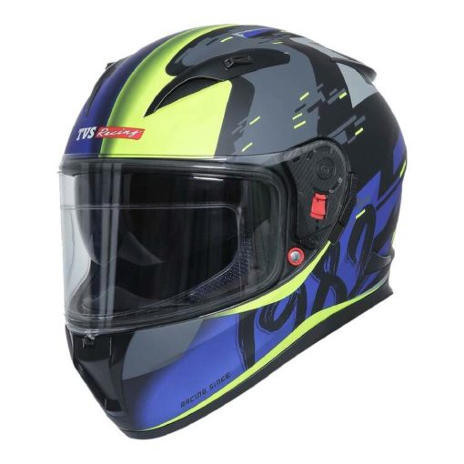 TVS Racing Matt Black Blue Full Face Helmet 3