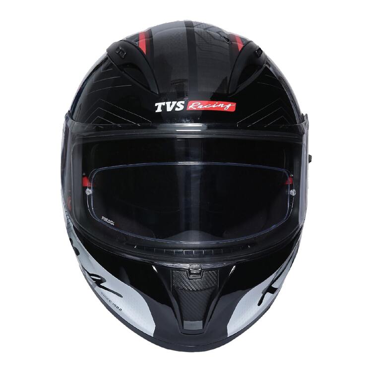 TVS Racing Helmet Matt Red White Single Visor