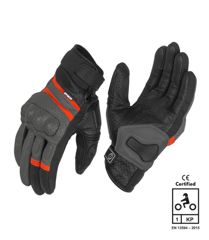 Rynox Air GT Motorsports Grey Orange Riding Gloves