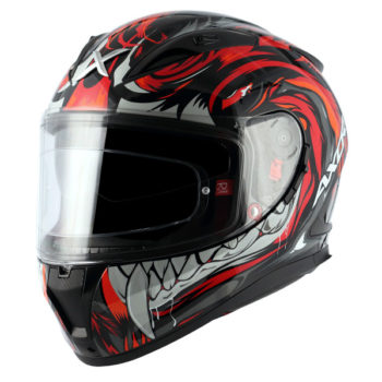 AXOR STREET OKAMI Gloss Black Red Full Face Helmet 2