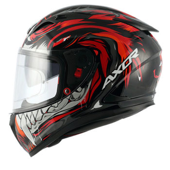 AXOR STREET OKAMI Gloss Black Red Full Face Helmet 3