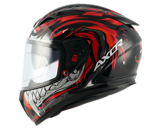AXOR STREET OKAMI Gloss Black Red Full Face Helmet 3