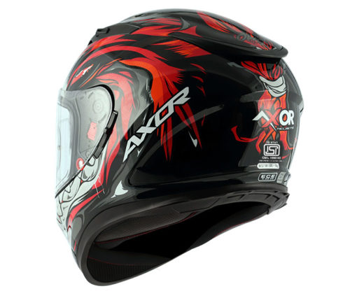 AXOR STREET OKAMI Gloss Black Red Full Face Helmet 4