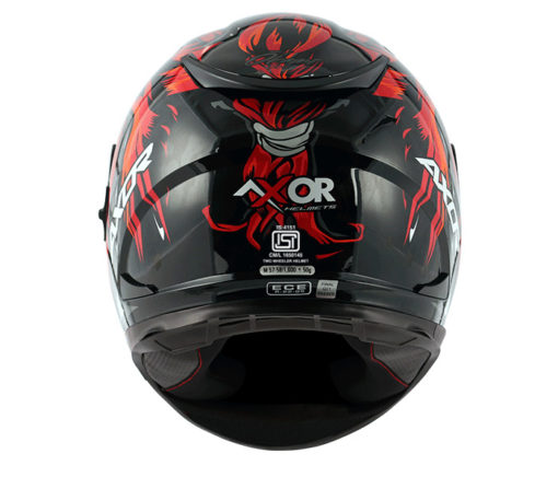 AXOR STREET OKAMI Gloss Black Red Full Face Helmet 5