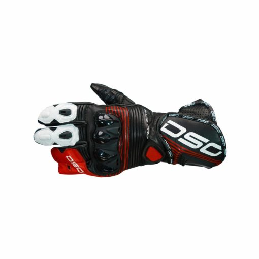 DSG Race Pro Black Red White Riding Gloves