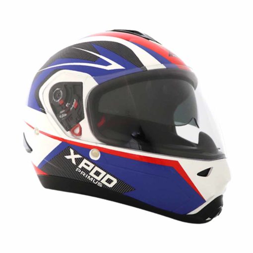 XPOD Primus Dual Visor Black White Blue Full Face Helmet 4
