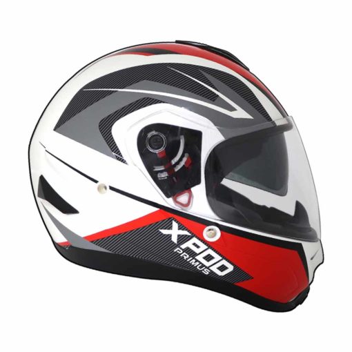XPOD Primus Dual Visor Black White Red Full Face Helmet