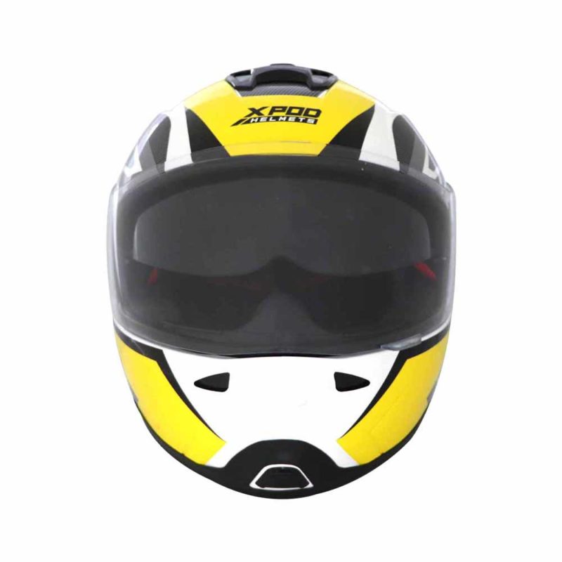 TVS Racing XPOD Primus Dual Visor Black White Yellow Full Face Helmet