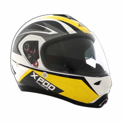 XPOD Primus Dual Visor Black White Yellow Full Face Helmet 4