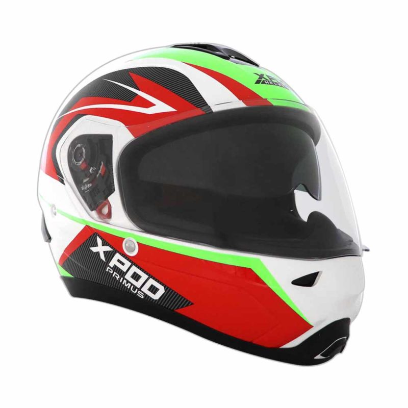TVS Racing XPOD Primus Dual Visor White Red Full Face Helmet Custom