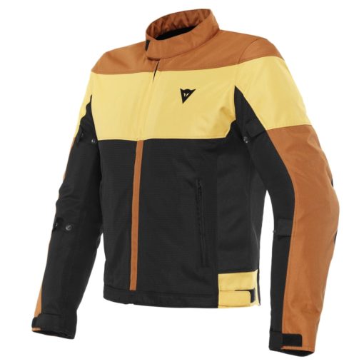 Dainese Elettricia Air Tex Black Leather Brown Mineral Yellow Riding Jacket