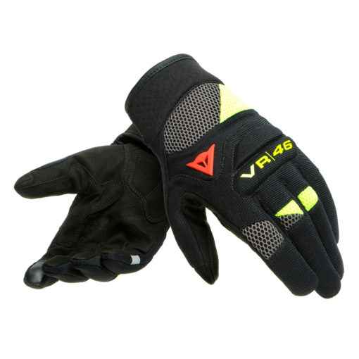 Dainese VR46 CURB Short Black Anthracite Fluorescent Yellow Riding Gloves 4