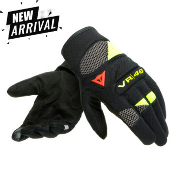 Dainese VR46 CURB Short Black Anthracite Fluorescent Yellow Riding Gloves 4 copy