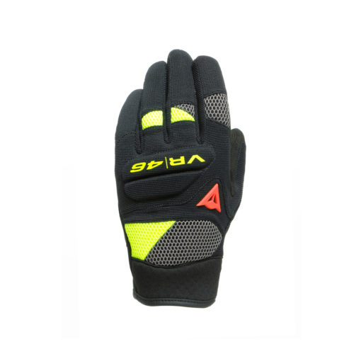 Dainese VR46 CURB Short Black Anthracite Fluorescent Yellow Riding Gloves