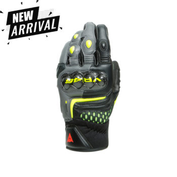 Dainese VR46 SECTOR Short Black Anthracite Fluorescent Yellow Riding Gloves copy