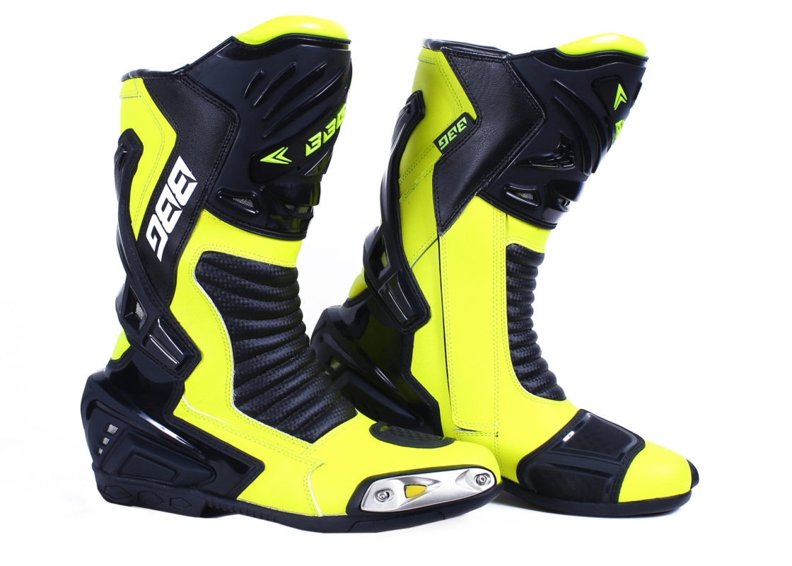 BBG Long Racing Black Fluorescent Yellow Riding Boots 6