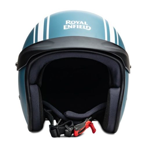 Royal Enfield Twins Stripes Sunpeak Matt Squadron Blue Open Face Helmet2