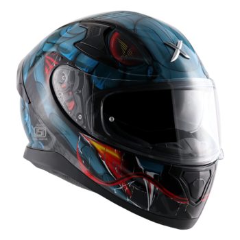 AXOR Apex Venomous Gloss Black Neon Blue Full Face Helmet