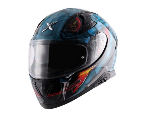 AXOR Apex Venomous Gloss Black Neon Blue Full Face Helmet5