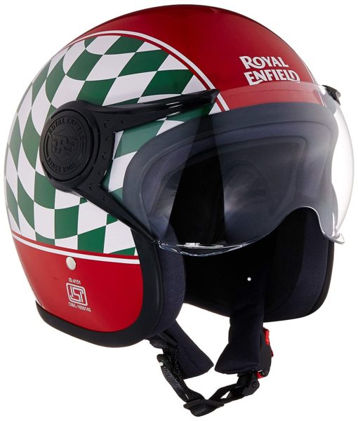 Royal Enfield Chequered Divider Red Open Face Helmet