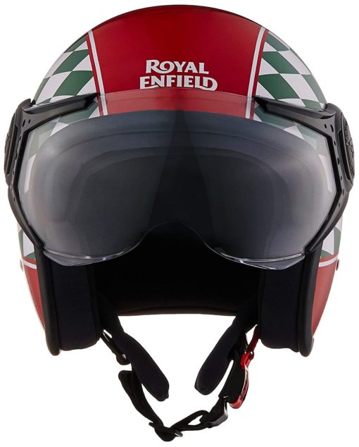 Royal Enfield Chequered Divider Red Open Face Helmet2