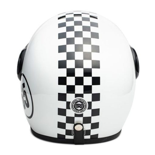 Royal Enfield Chequered Mono White Open Face Helmet1