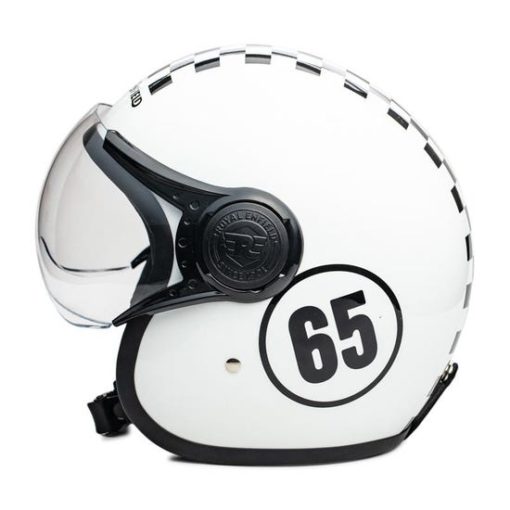 Royal Enfield Chequered Mono White Open Face Helmet3