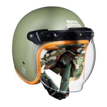 Royal Enfield Classic Camo Print Battle Green Open Face Helmet