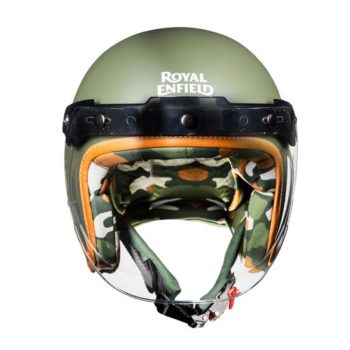 Royal Enfield Classic Camo Print Battle Green Open Face Helmet1