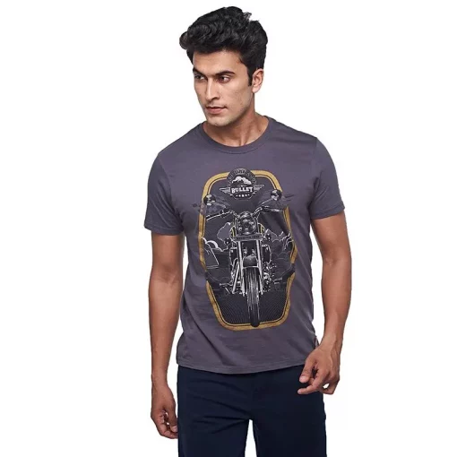 Royal Enfield Dodge the Bullet Crew Charcoal T shirt
