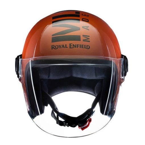 Royal Enfield MLG Copter Face Long Visior Gloss Orange Open Face Helmet