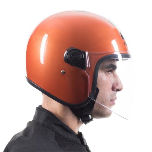 Royal Enfield MLG Copter Face Long Visior Gloss Orange Open Face Helmet3