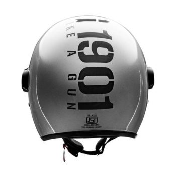 Royal Enfield MLG Copter Face Long Visior Gloss Silver Open Face Helmet1