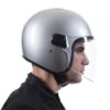 Royal Enfield MLG Copter Face Long Visior Gloss Silver Open Face Helmet3