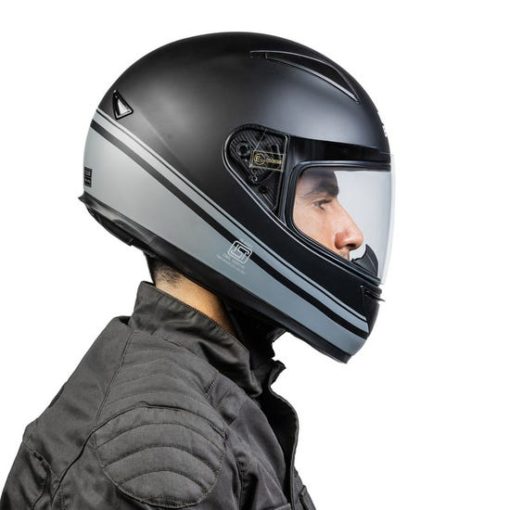 Royal Enfield Street Prime Grey Stripes Matt Black Full Face Helmet2