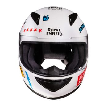 Royal Enfield Street Prime Multi Decal White Full face Helmet