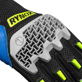Rynox Gravel Dual Sport Hi Viz Green Blue Riding Gloves1