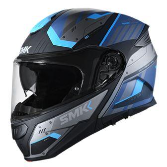 SMK Gullwing Tekker Gloss Black Grey Blue Modular Helmet