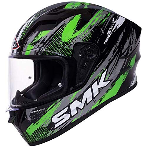 SMK Stellar Meteorite Gloss Black Green Full Face Helmet