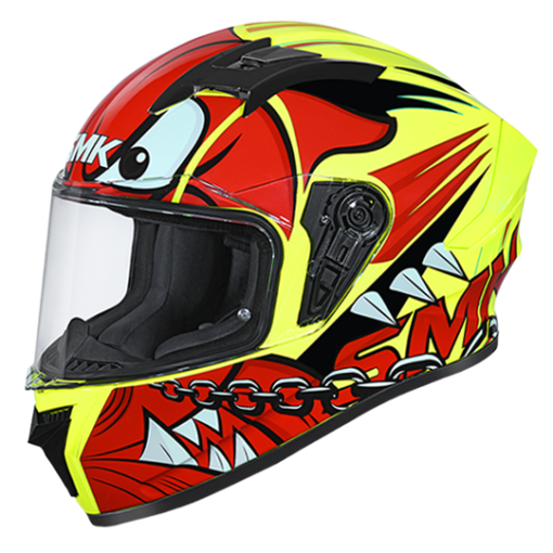 SMK Stellar Monster Gloss Yellow Red Black Full Face Helmet