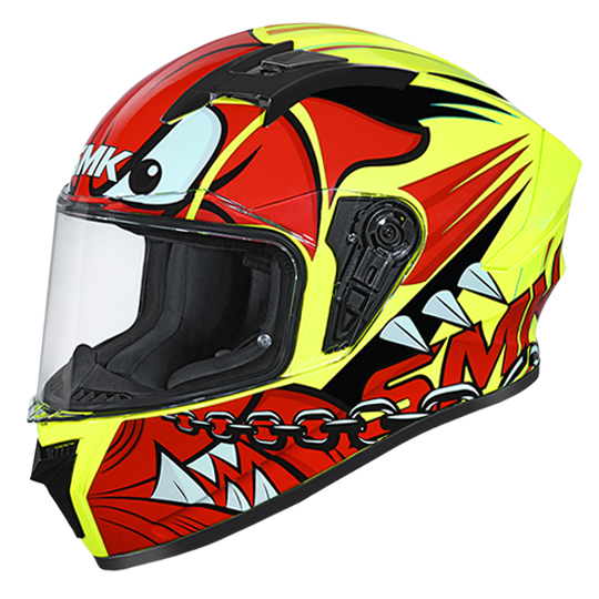 SMK Stellar Monster Gloss Yellow Red Black Full Face Helmet