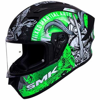 SMK Stellar Samurai Gloss Black Grey Green Full Face Helmet