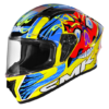 SMK Stellar Skull Gloss Yellow Blue Red Full Face Helmet