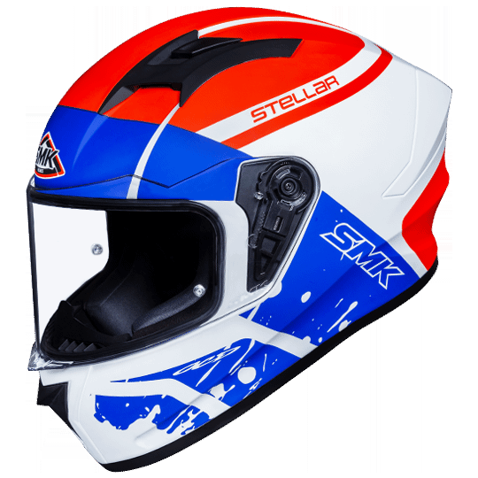 SMK Stellar Squad Gloss White Blue Red Full Face Helmet
