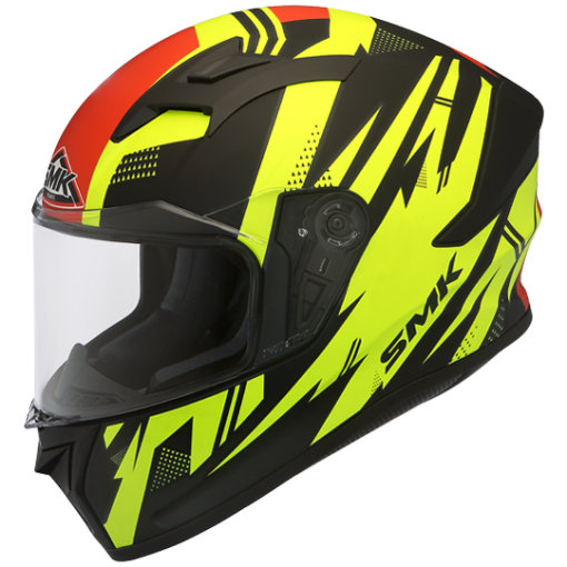 SMK Stellar Trek Matt Black Fluorescent Yellow Full Face Helmet