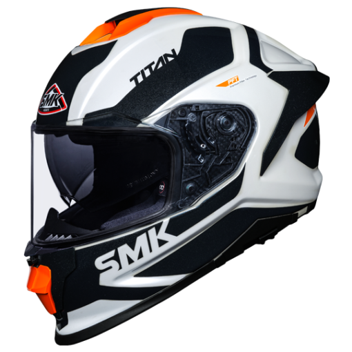 SMK Titan Arok Gloss White Grey Orange Full Face Helmet