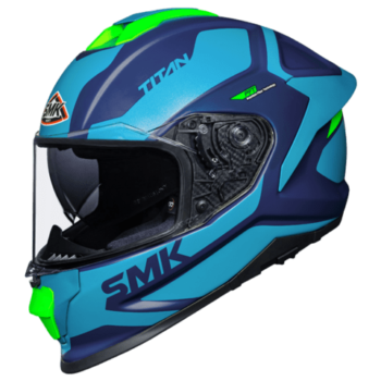 SMK Titan Arok Matt Blue Hi Viz Green Full Face Helmet